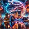 5D Colorful Truck Diamond Art Painting Kits for Adults,Eagle Diamond Art for Beginners, DIY Full Drill Flag Diamond dots for Wall Decor 12 x 12 Inch
